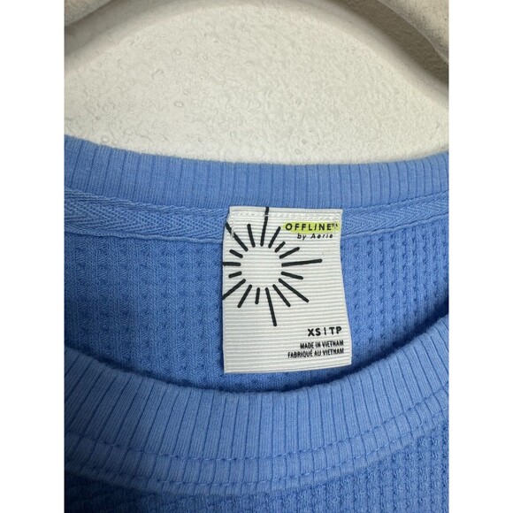 Aerie Size XS Waffle Knit Takes Two To Tango Thermal Top Blue Long Sleeve NWT - Picture 9 of 14